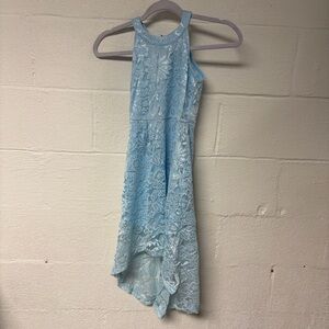 Gorlya Girls Elegant Light Blue Lace Formal Hi-Low Dress Size 10Y